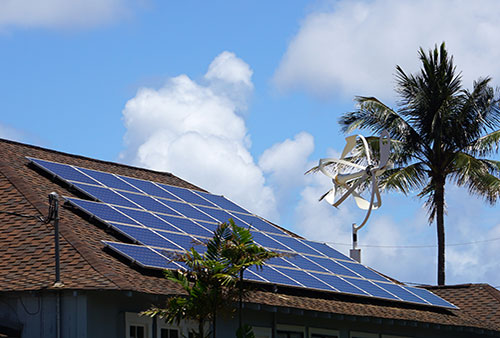 Solar panels on roof in Hawaii