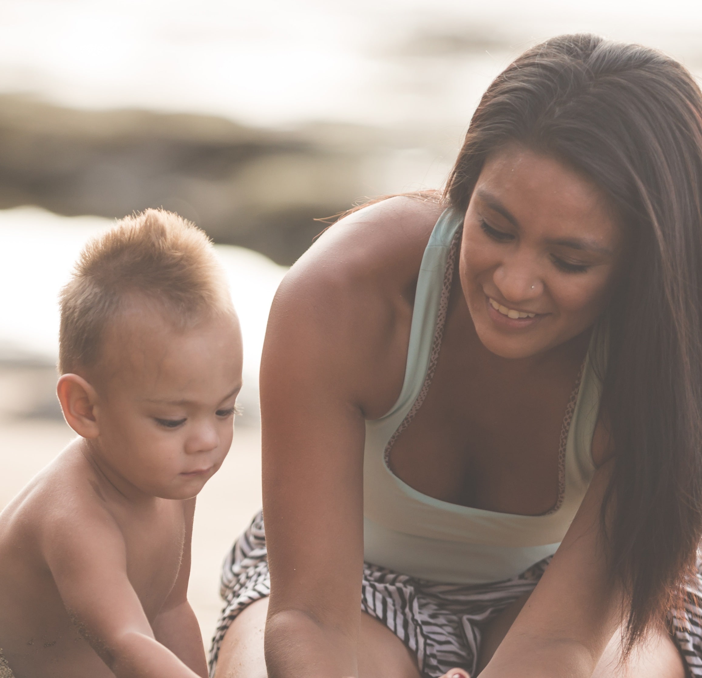 Family at the beach in Hawaii