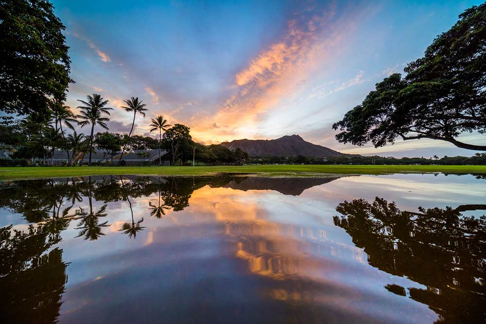 Cameron Brooks' Diamond Head Flood Puddle Sunrise Art
