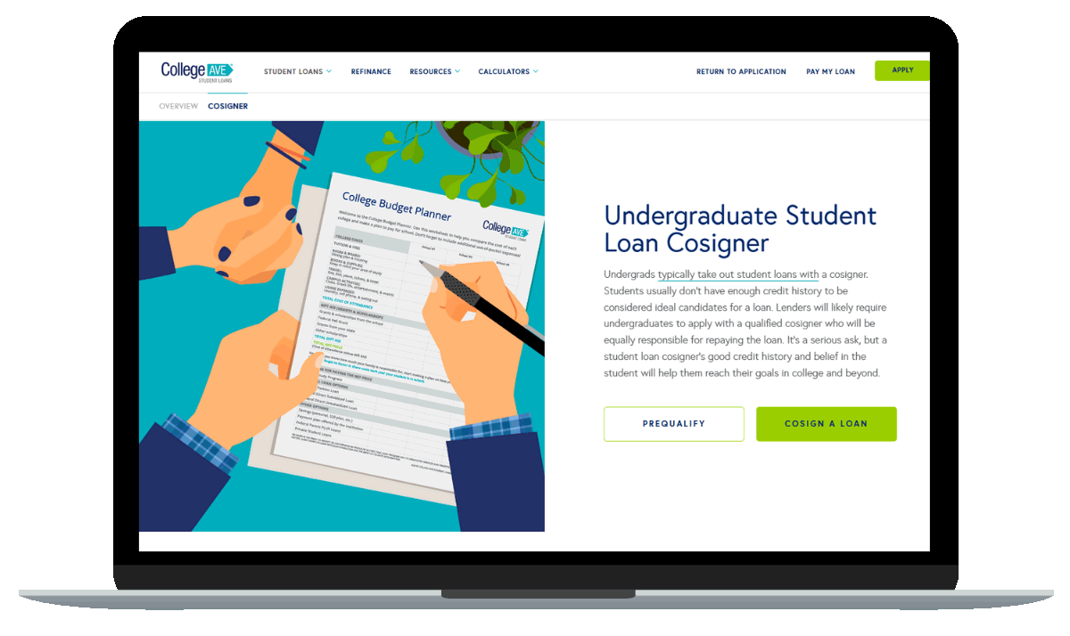 College ave cosign on a laptop