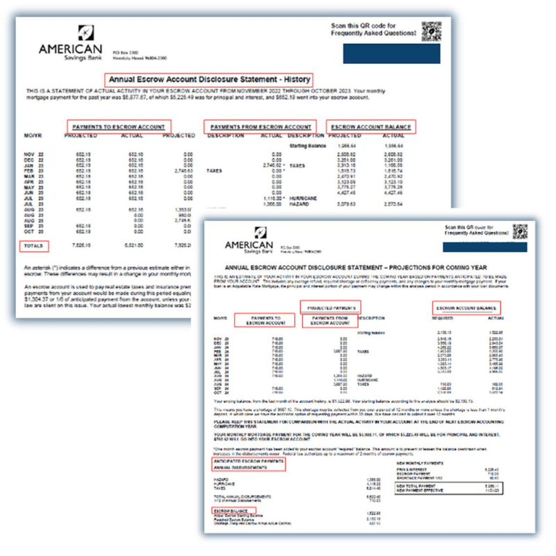 Escrow Analysis Statement