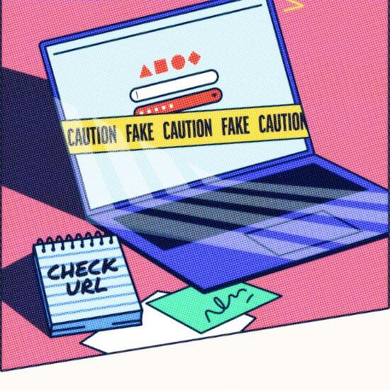 Banks Never Ask That graphic with a laptop
