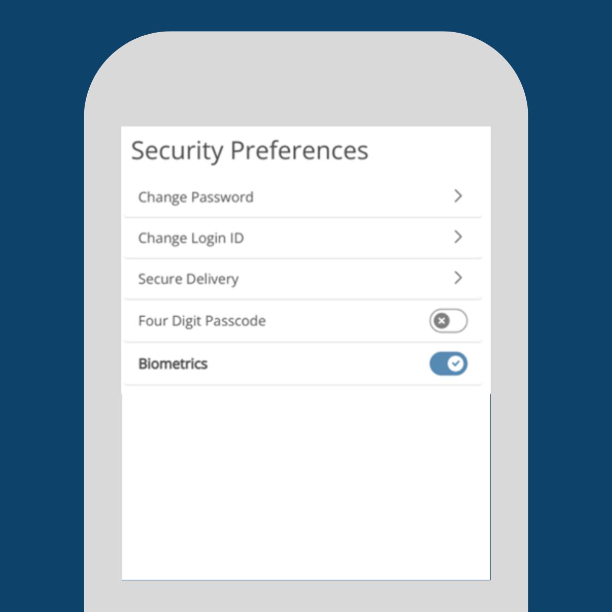 ASB mobile app security preferences