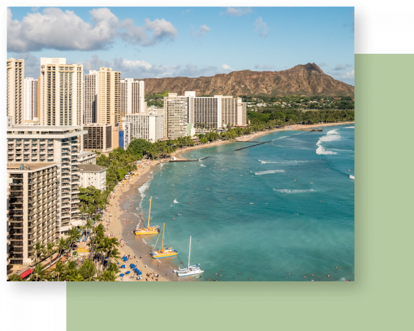 Waikiki Beach and Diamond Head in Honolulu Hawaii