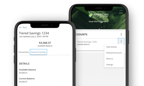 Savings on mobile banking