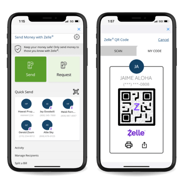 Zelle graphic showing qr code