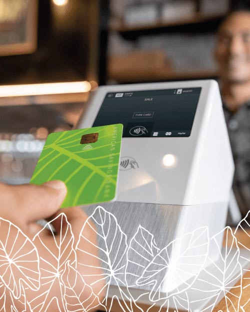 using a debit card at a restaurant