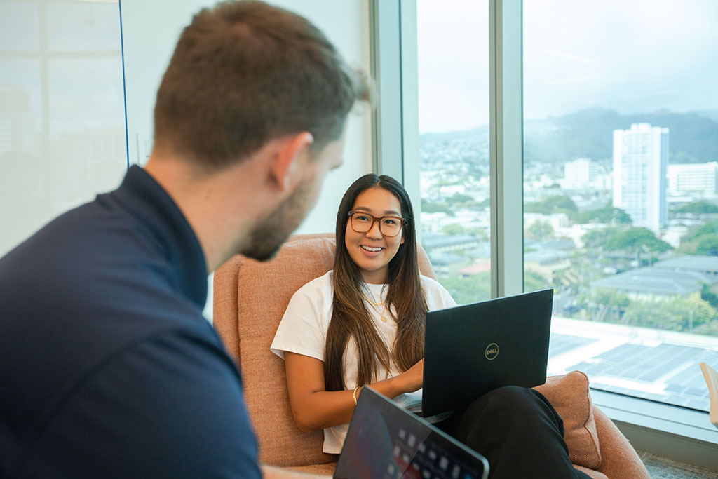 College students on a laptop