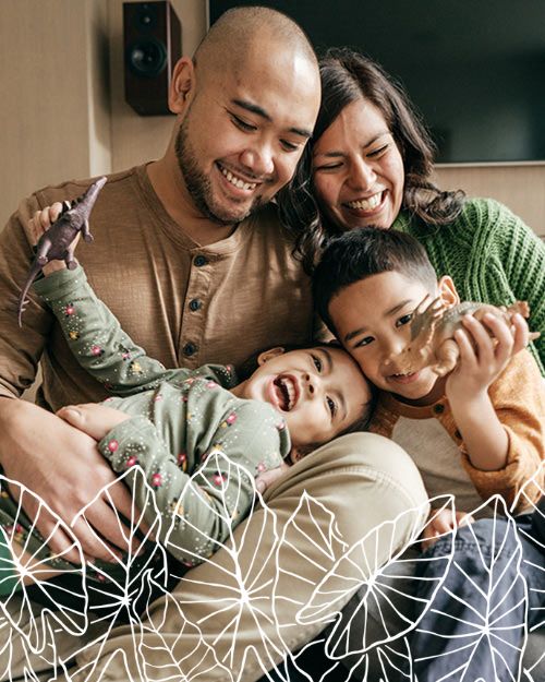 family in home