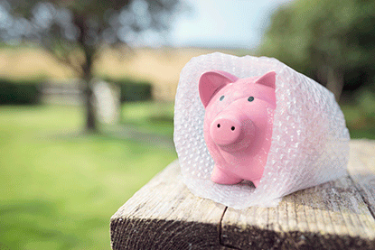 Saving money with a piggybank